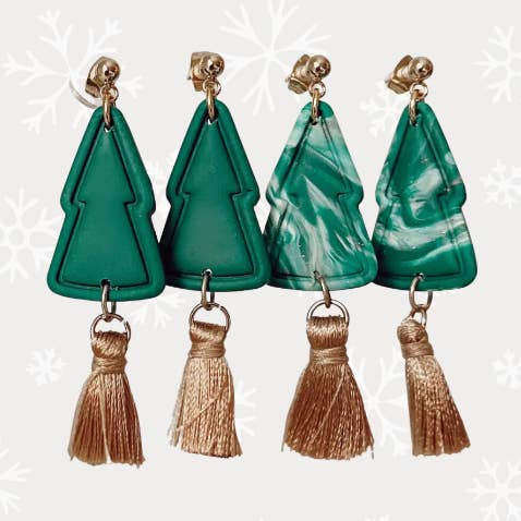 Holiday Polymer Clay Örhänge - Rockin' Around the Tree för wholesale av Pieces of Blonde