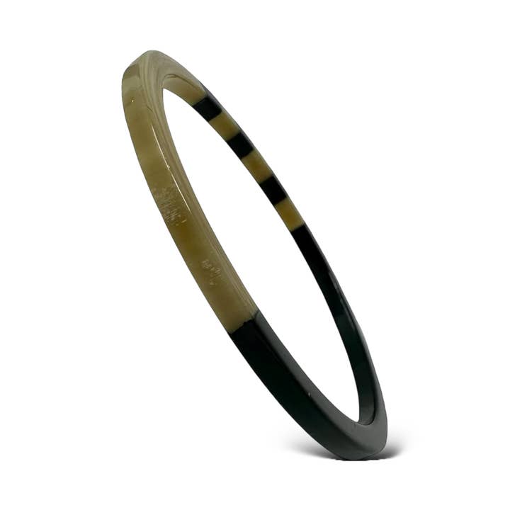 Black buffalo horn bangles (Fine and square) for wholesale by Maison Yvelise