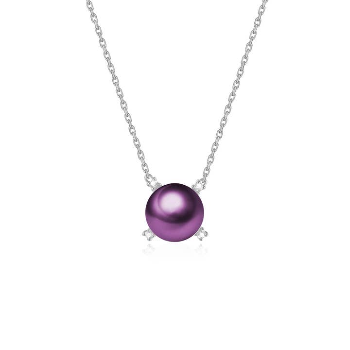 Timeless Pearl - Wholesale Pendant/Charm Necklace - G18k Quadrant Diamonds Pearl Necklace5