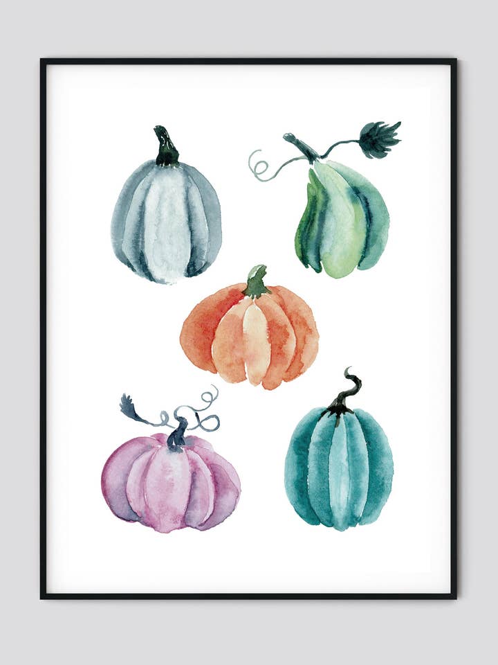 Pumpkins and Squash Fall Print for wholesale by Sandpaper Studio