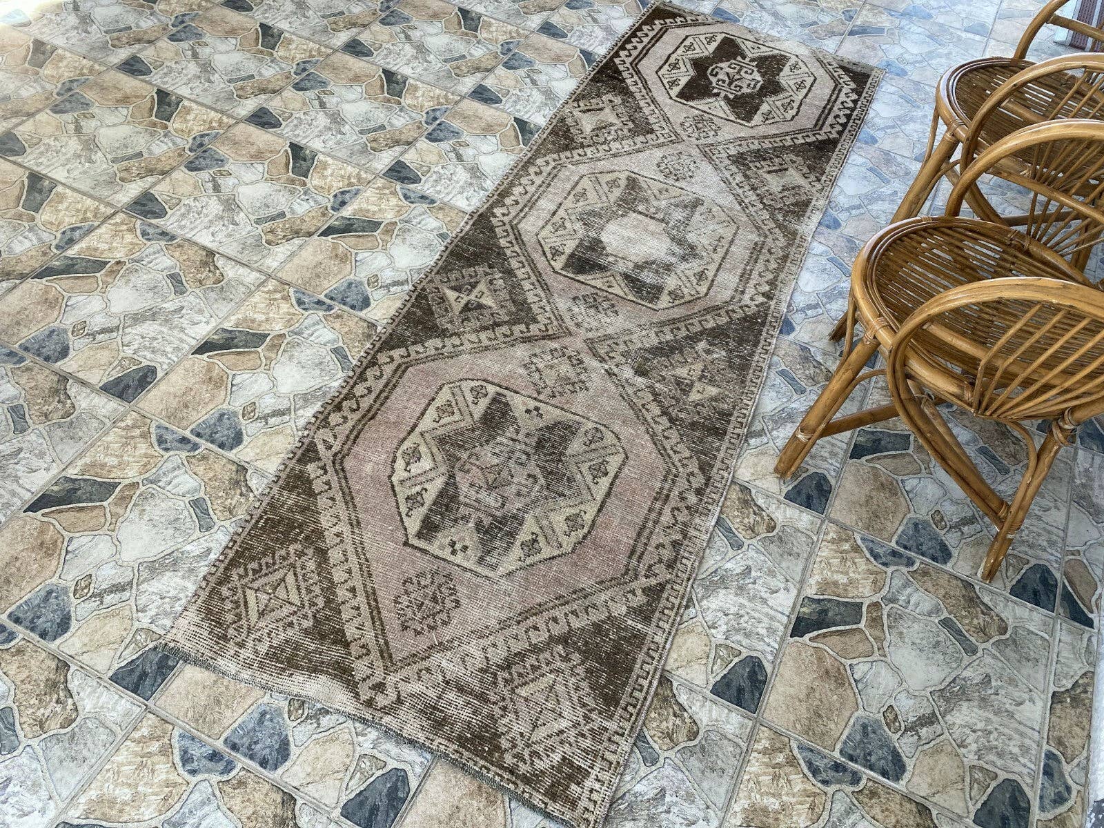 Oushak Rugs – wholesale Hallmatta – Turkisk stamullmatta löpare vintage handgjord 2,6x8,5 fot1