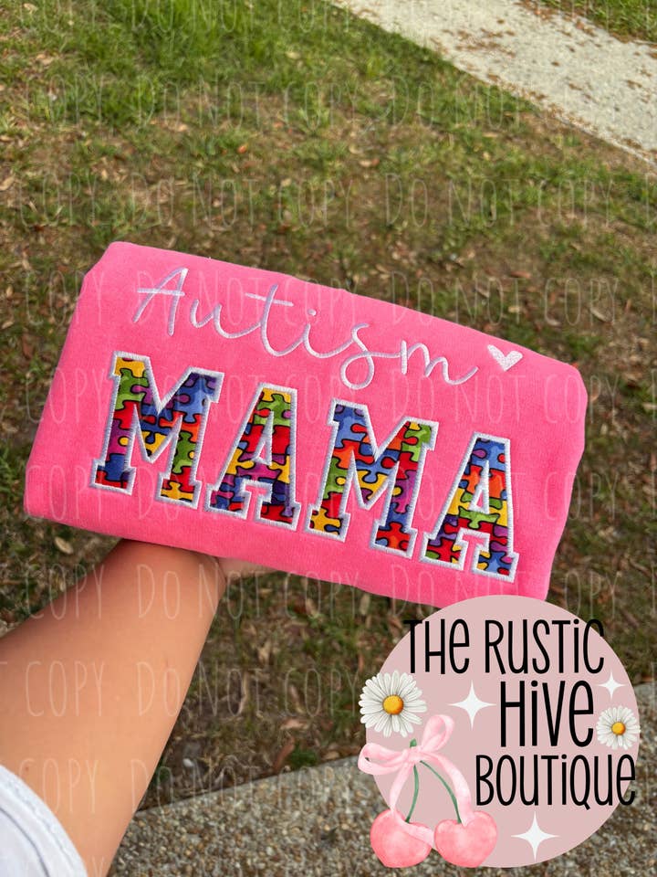 Autism Mama Appliqué Tee/ Sweatshirt for wholesale by The Rustic Hive Boutique