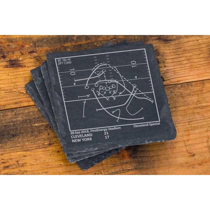 Greatest Browns Plays: sottobicchieri in ardesia (set di 4) per la vendita all'ingrosso da parte di Playbook Products