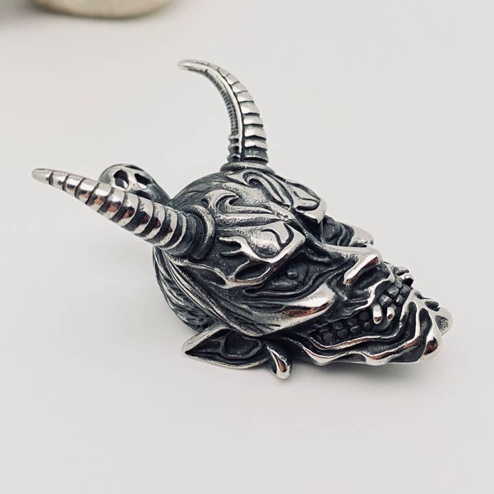 Stainless Steel Prajna Mask Pendant Men's Skull Pendant | Gift for wholesale on Faire1