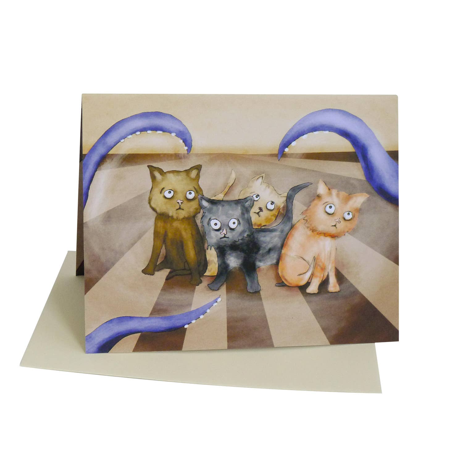 Amelia Kieras Paper Arts - Wholesale Everyday Greeting Card - Kitten Octopus Tickle Pop Up Card1