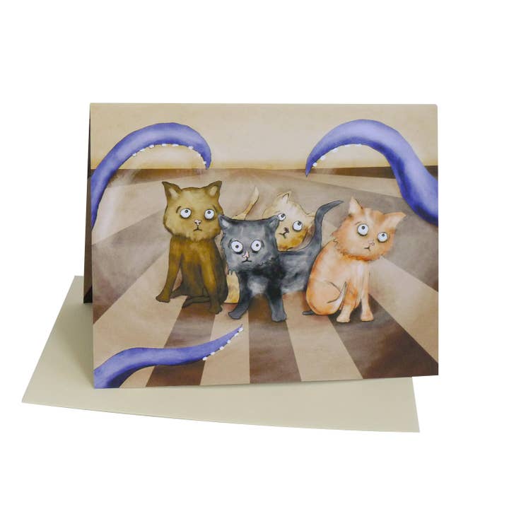 Amelia Kieras Paper Arts - Wholesale Everyday Greeting Card - Kitten Octopus Tickle Pop Up Card1