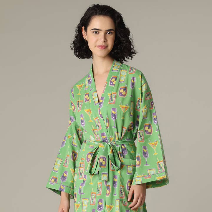 Cocktail hour Short Robe for wholesale by Mahogany