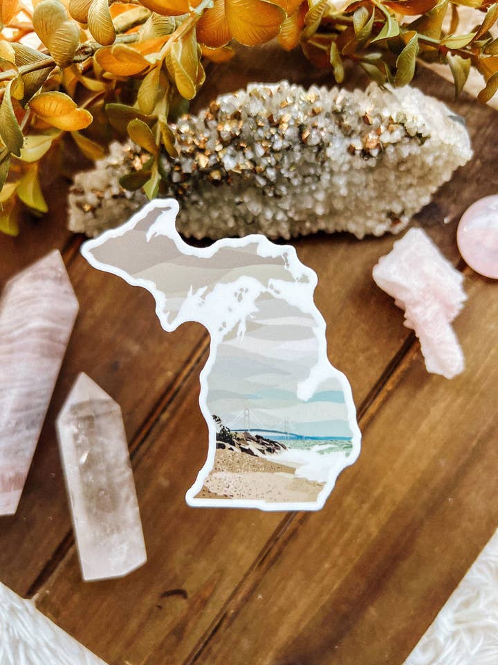 Mackinaw Bridge Michigan Sticker for wholesale by Scarlet’s Freckles