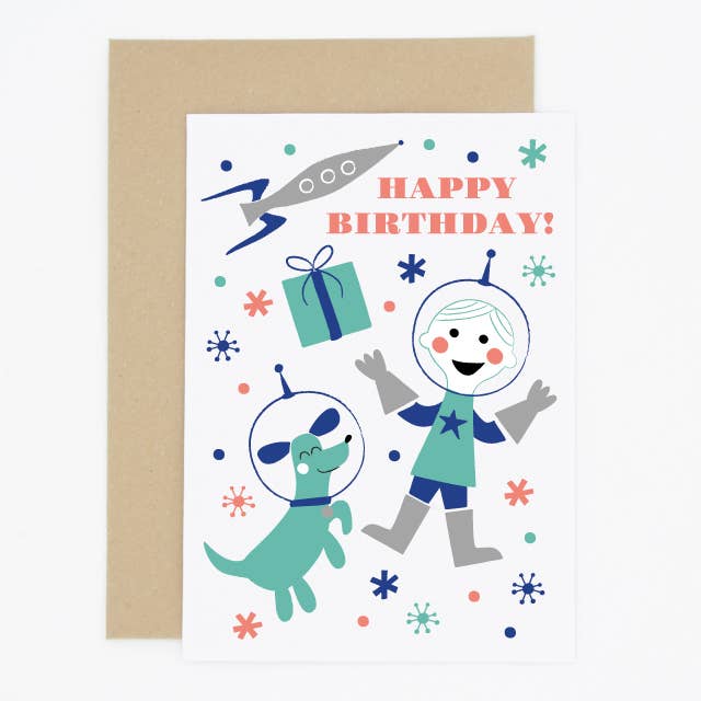 Outre Space Geburtstagskarte für Jungen und Hunde für den Großhandel von Madame Annie et Fils