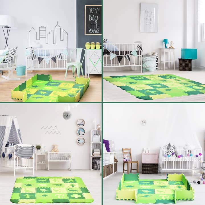 Fun Little Toys - Wholesale Play Mat - Kids & Baby - Baby Play Mat with Fence EVA Foam Jurassic Dinosaur
