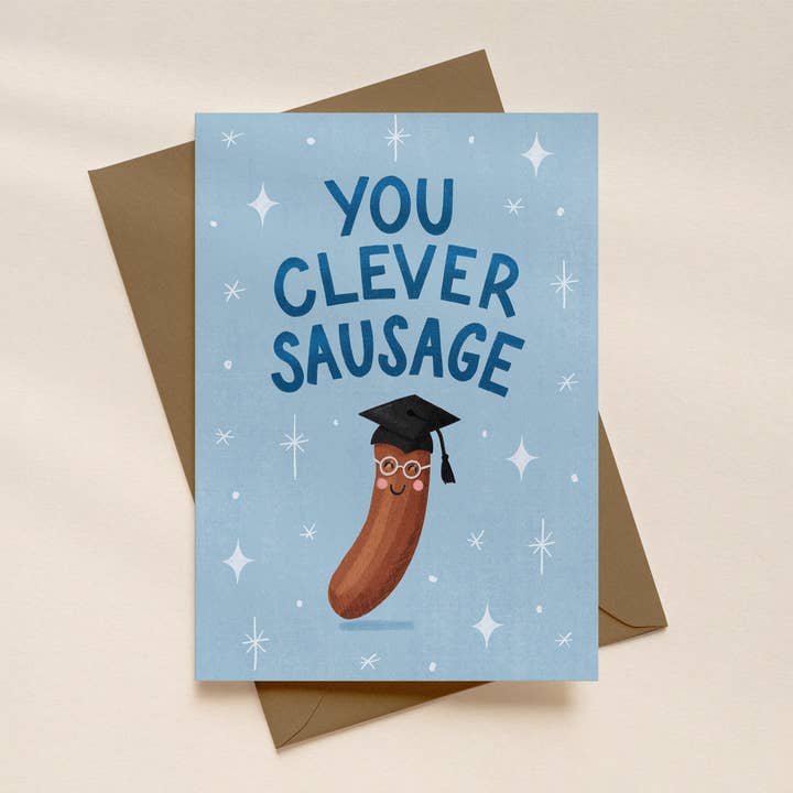 Exams Congratulations Card Clever Sausage for wholesale by Silky Rose Design