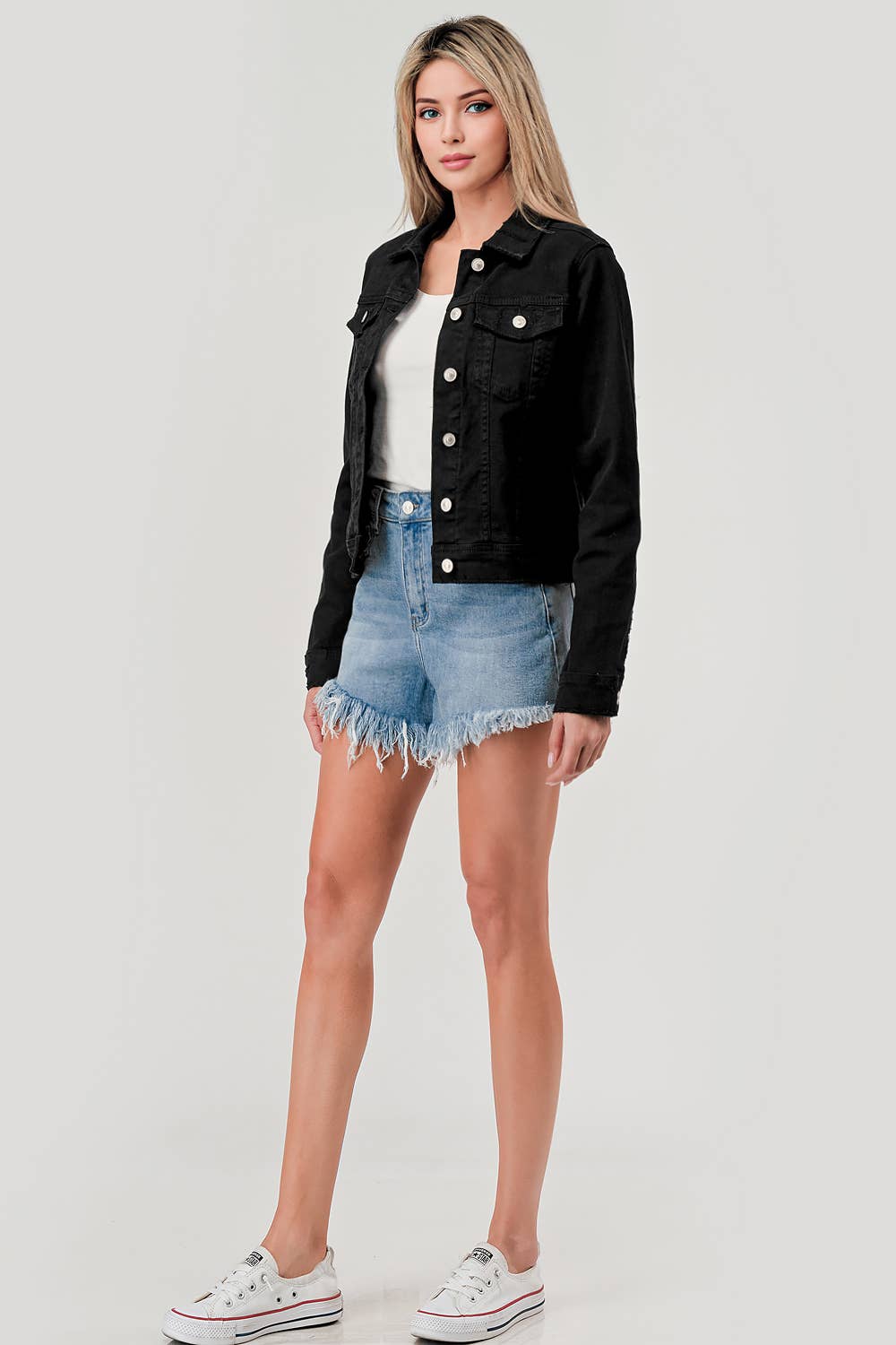 I&M JEAN, INC. – wholesale Jeansjackor – Dam – M7154J - SVART - KLASSISK FÄRG DENIM JACKA3