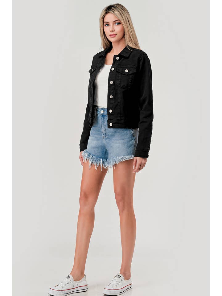 I&M JEAN, INC. – wholesale Jeansjackor – Dam – M7154J - SVART - KLASSISK FÄRG DENIM JACKA3