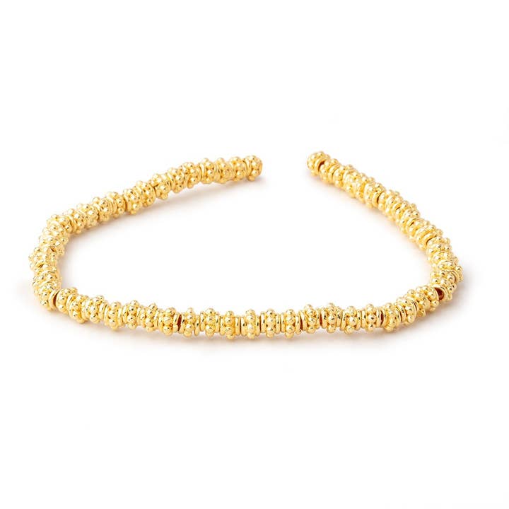 Beads of Cambay - Wholesale Beads - 5mm 22kt Gold Plated Copper Spacer Beads 8 inch 60 pieces1