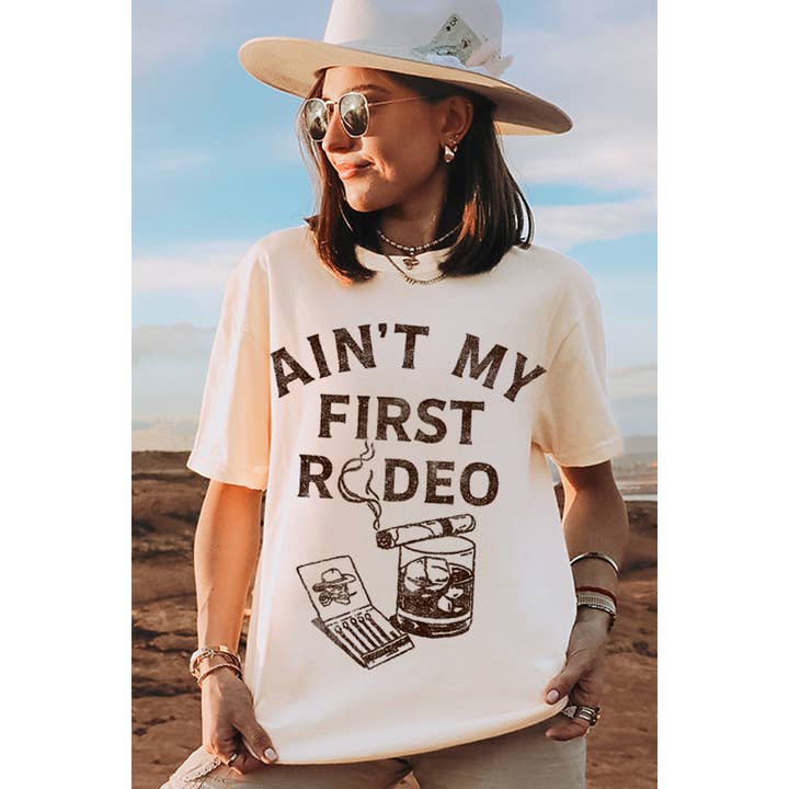 AINT MY FIRST RODEO WESTERN GRAPHIC OVERSIZED TEE for wholesale by Illustrated Society
