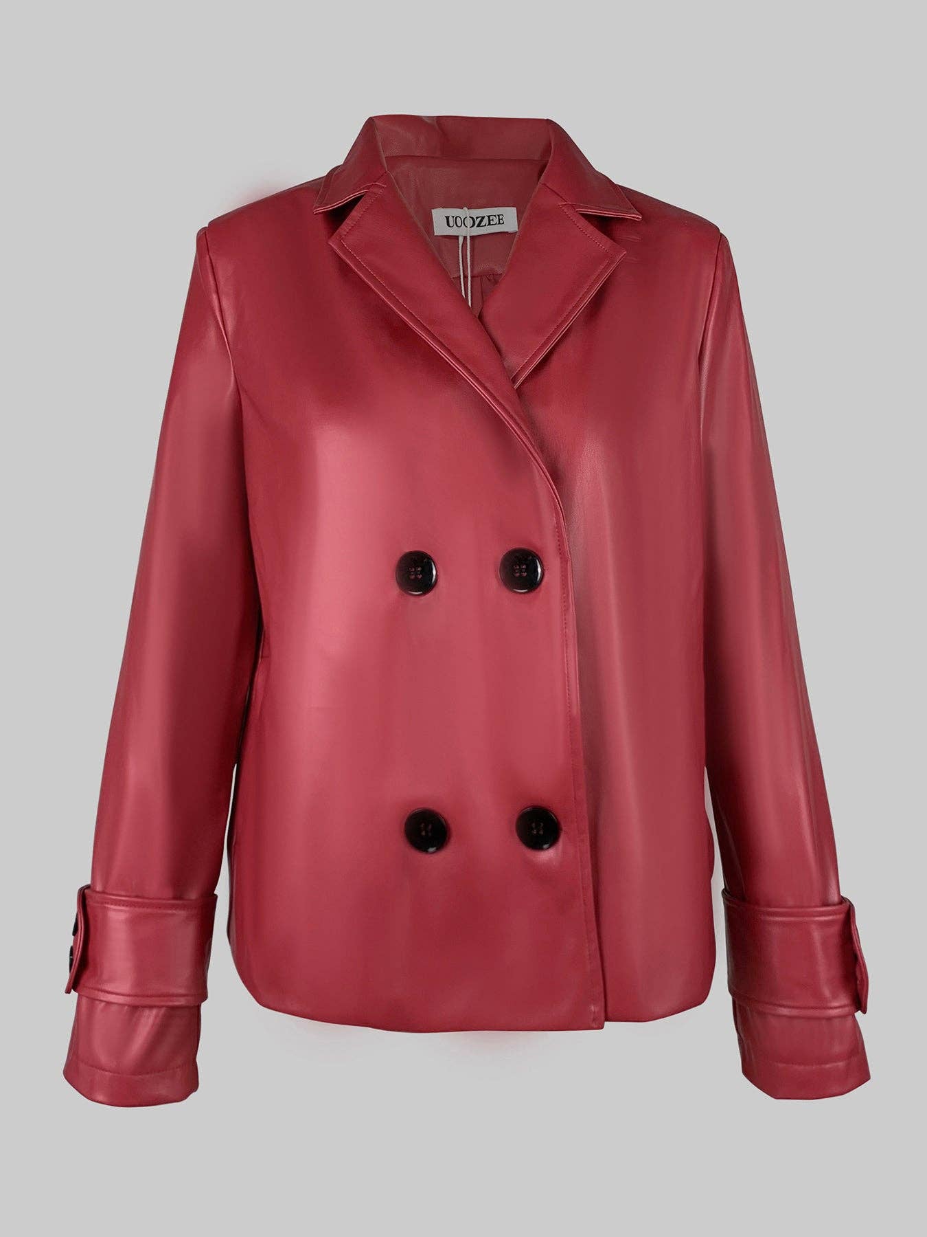 Sheer Trend - Wholesale Leather Jacket - Women's - Long Sleeve Solid Color Notched Collar Jacket8