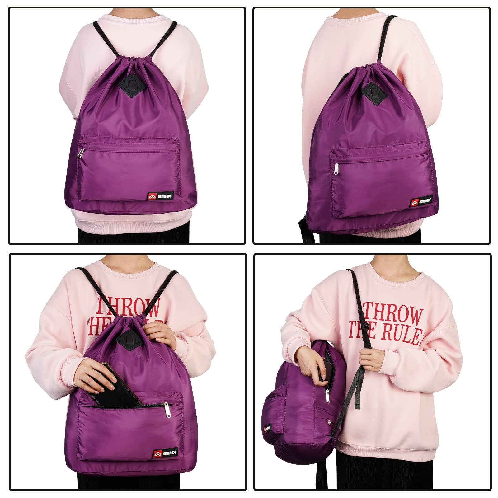 wandf - Wholesale Backpack - Unisex - WF6030 Sport Drawstring Backpack With Shoe Compartment21