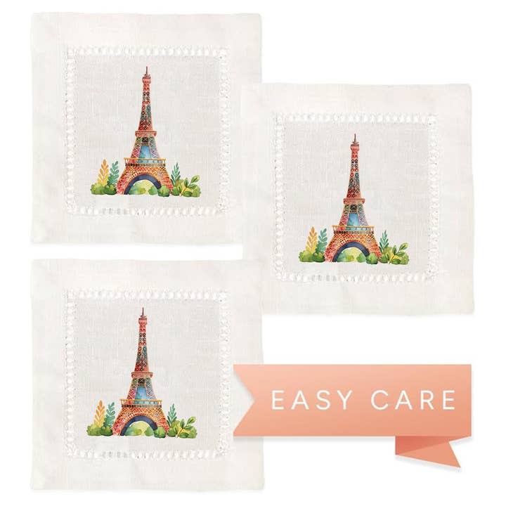 Jolitee - Wholesale Dinner & Cloth Napkin - Hemstitch Napkins - Eiffel Tower1
