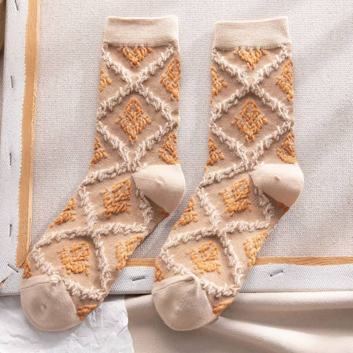 ACCITY - Wholesale Socks - Women's - Embroidered Mid Calf Socks Women Vintage Winter_CWMS028184
