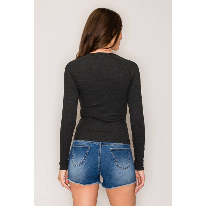 Popular 21 - Wholesale Knit Top - Women's - Raglan Long Sleeve V-Neck Top with Picot Stitch18