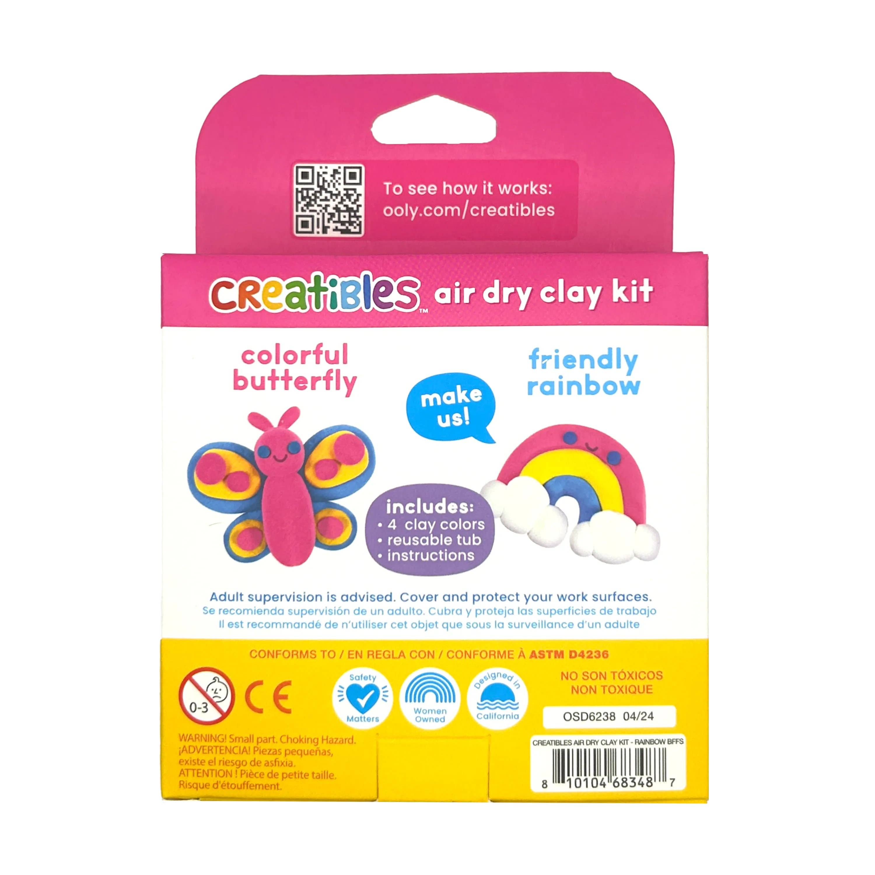OOLY - Wholesale DIY Craft Kit - Kids - Creatibles: Air Dry Clay BFFs Kit - Rainbow Pals (Set of 4 C1