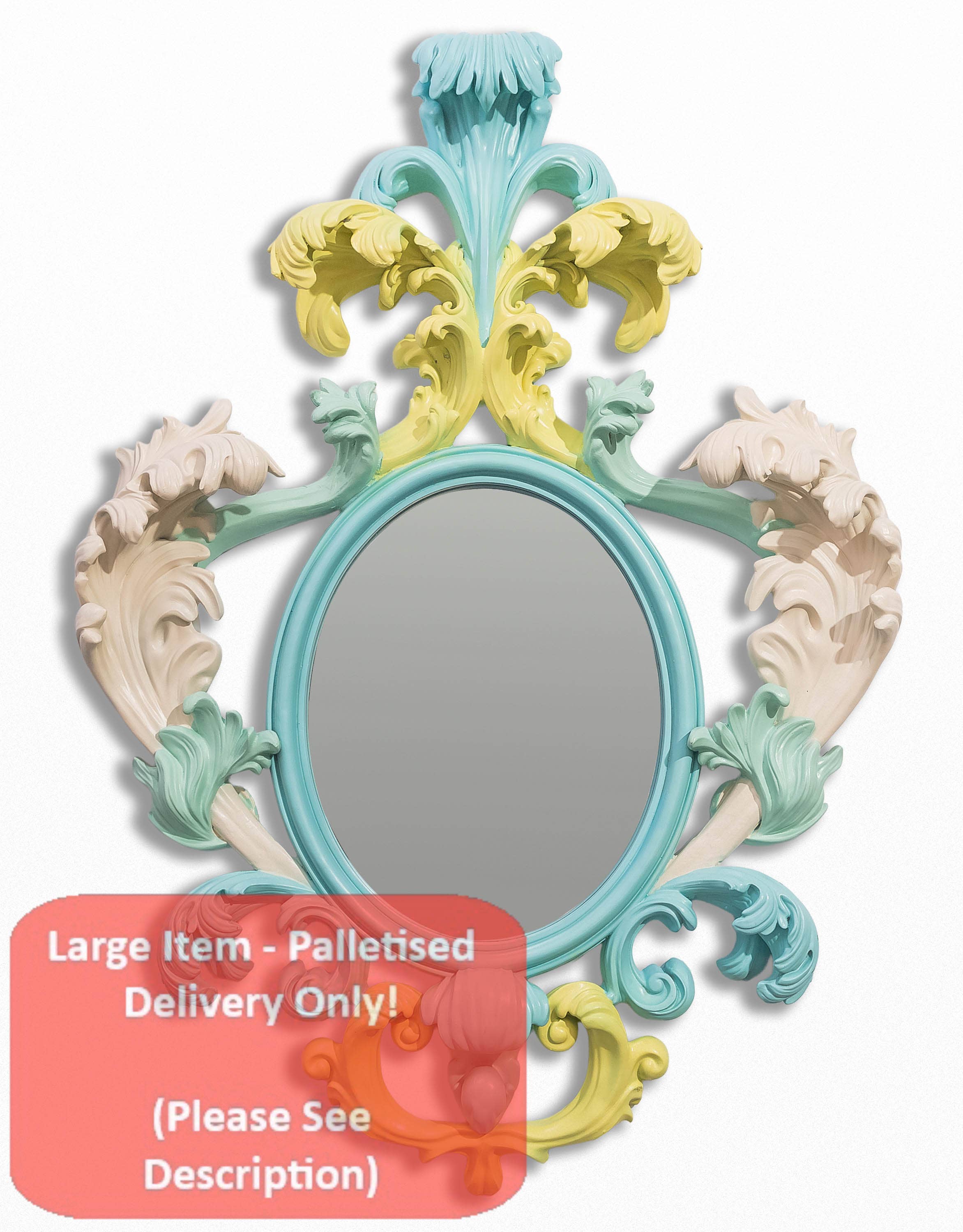 McGowan & Rutherford Ltd – wholesale Wall mirror – Multi Pastel Coloured Rococo Baroque Wall Mirror