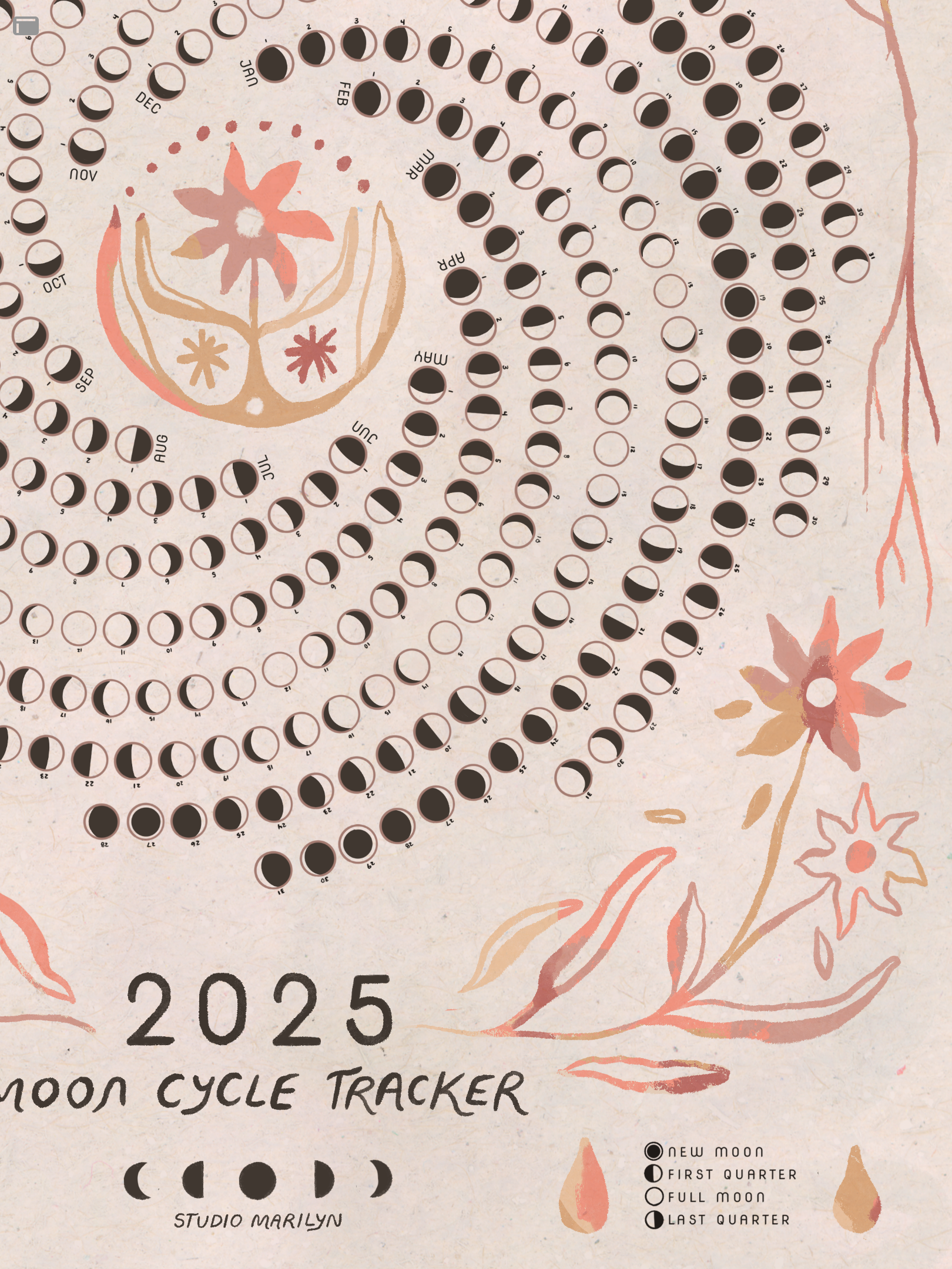 Studio Marilyn - Wholesale Calendar - Period Tracker Moon Calendar - Light3