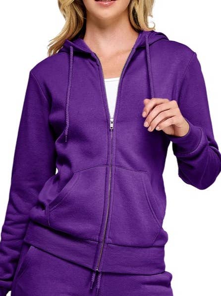 Basic Fleece Zip Up Hoodie for wholesale by Vanilla Monkey