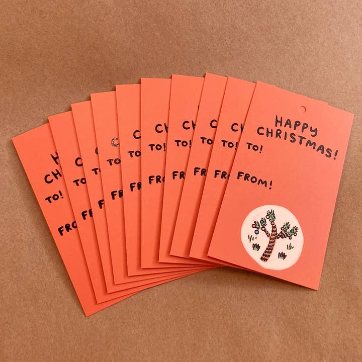 Abbie Ren Illustration - Wholesale Cadeaulabel - Kerst Cactus cadeaulabels - Set van 102