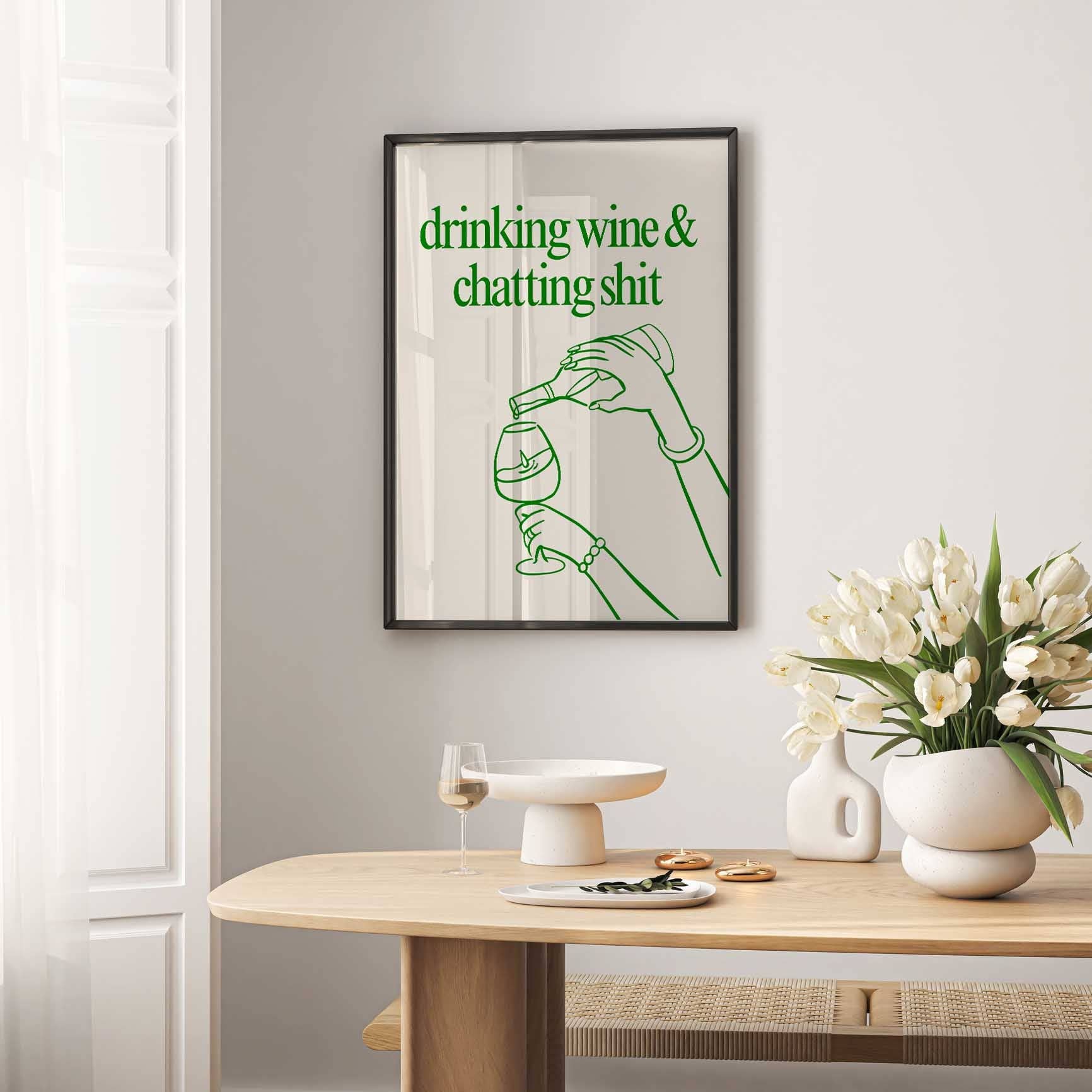 D'LUXE PRINTS - Wholesale Poster - Drinking Wine & Chatting Print | 6 Colours4
