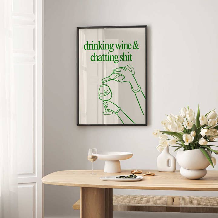 D'LUXE PRINTS - Wholesale Poster - Drinking Wine & Chatting Print | 6 Colours4