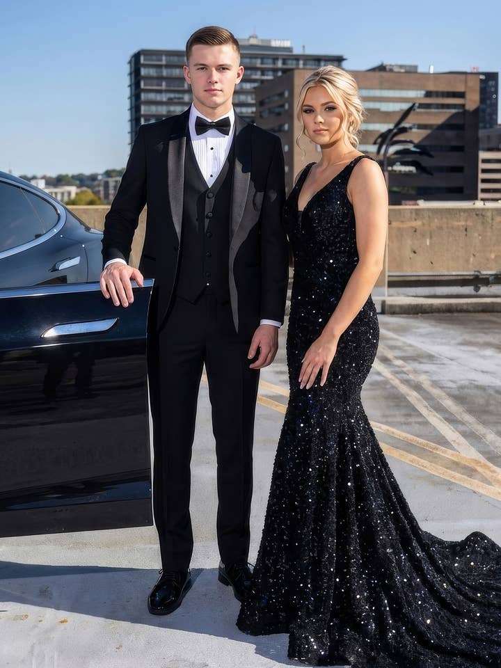 Herenpak met effen kleur en contrasterende sjaalkraag 6SU05 voor wholesale door BARABAS