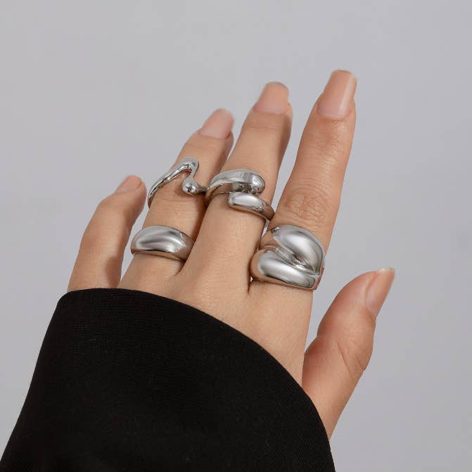 Ringar-Geometriskt pärlring set polerade band för wholesale av Eagle Crest Industries Inc.