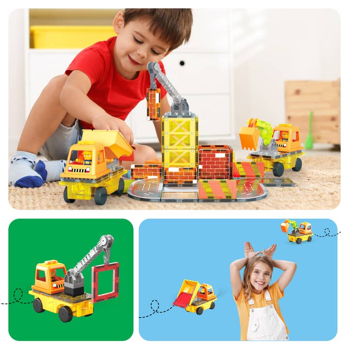PicassoTiles - Wholesale Building Set - Kids - PicassoTiles 50pc Construction Magnetic Tile Building Set2