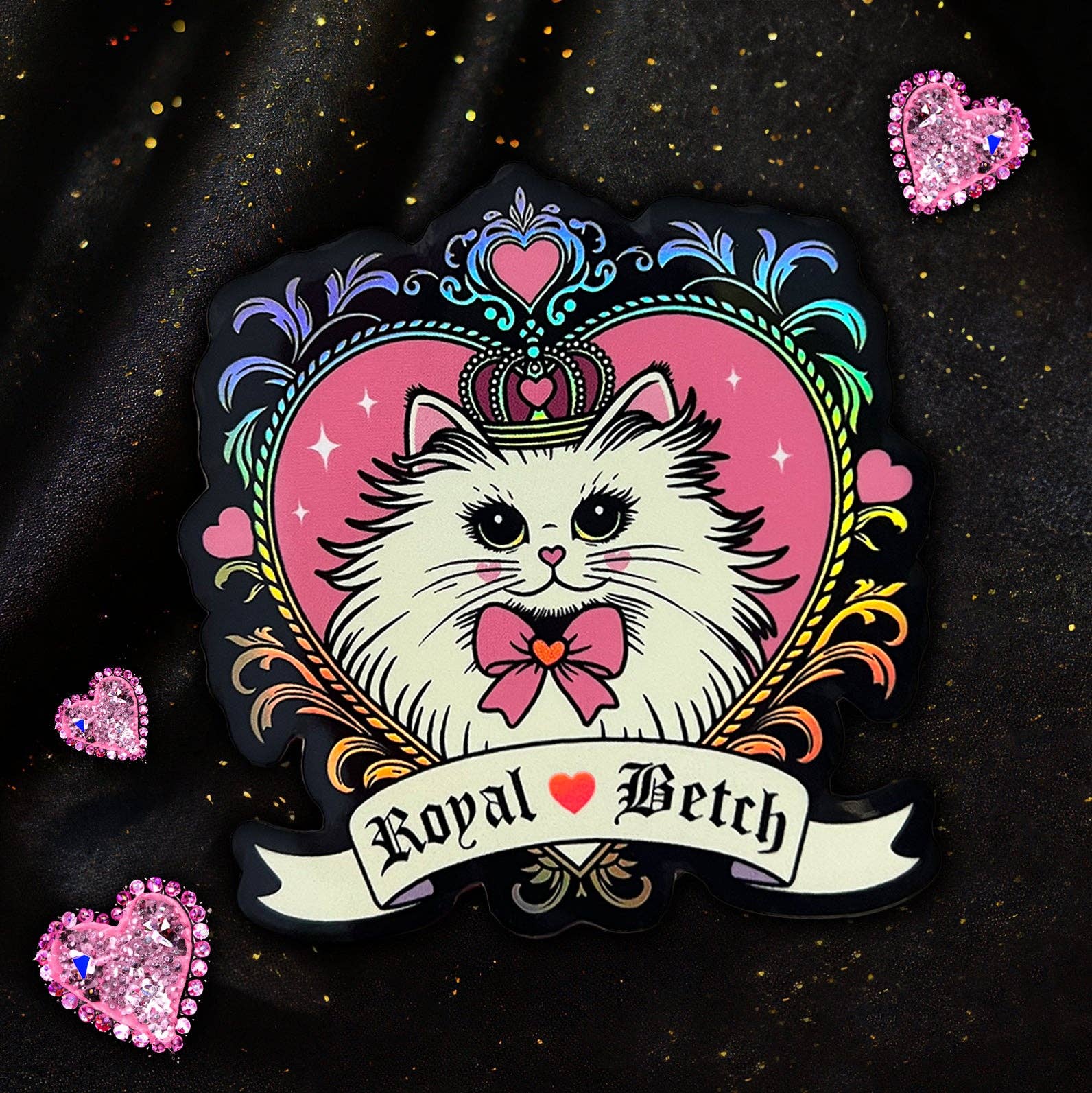 Moonstruck Crystals - Wholesale Sticker - Royal Betch Sassy Kitty Cat Holo Sticker0