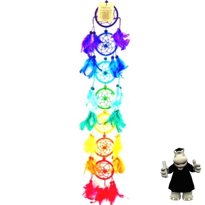 LONG 7 RING MULTICOLOURED COLOURFUL RAINBOW CHAKRA DREAM CAT for wholesale by The Perfect Gift Shop UK Limited