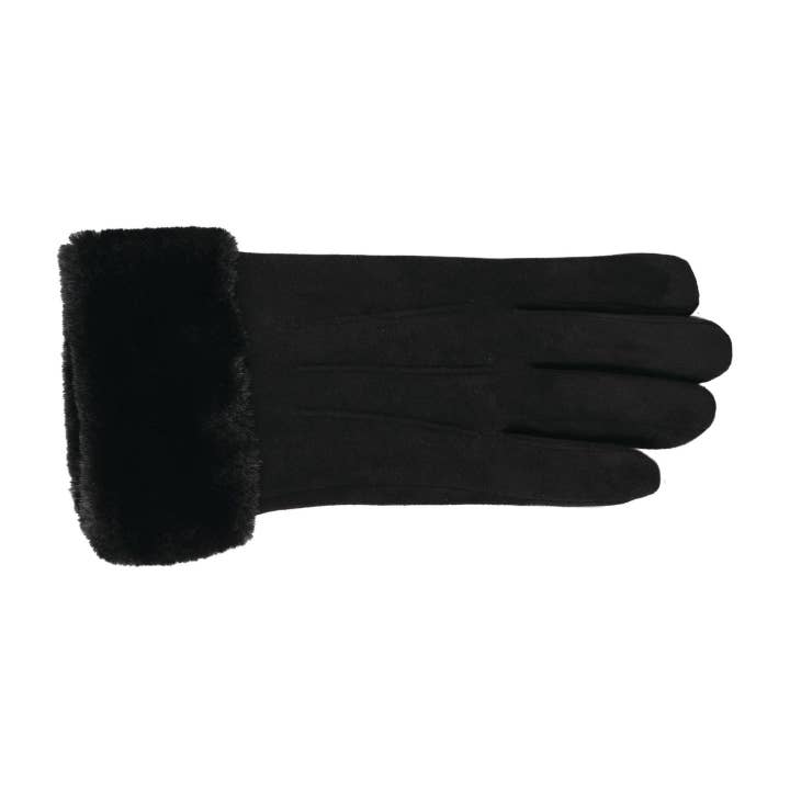Texting Faux Suede w/ Faux Fur Cuff 3851 Gloves Winter for wholesale by Jeanne Simmons Accessories