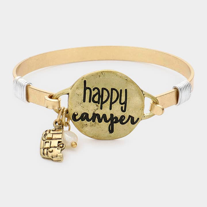 Bracelet à breloques Happy Camper Message pour la vente par Sensibling Corp.
