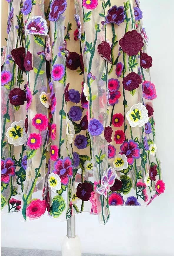 Multi Colored SK028Y Ethereal 3D Embroidered Fairy Skirt - Spring/Autumn for wholesale on Faire8