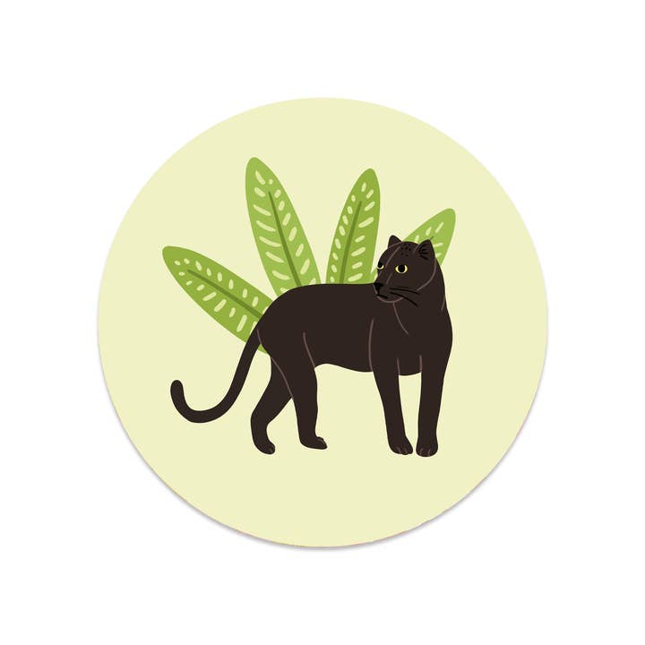 Black panther round sticker for wholesale by Muchable