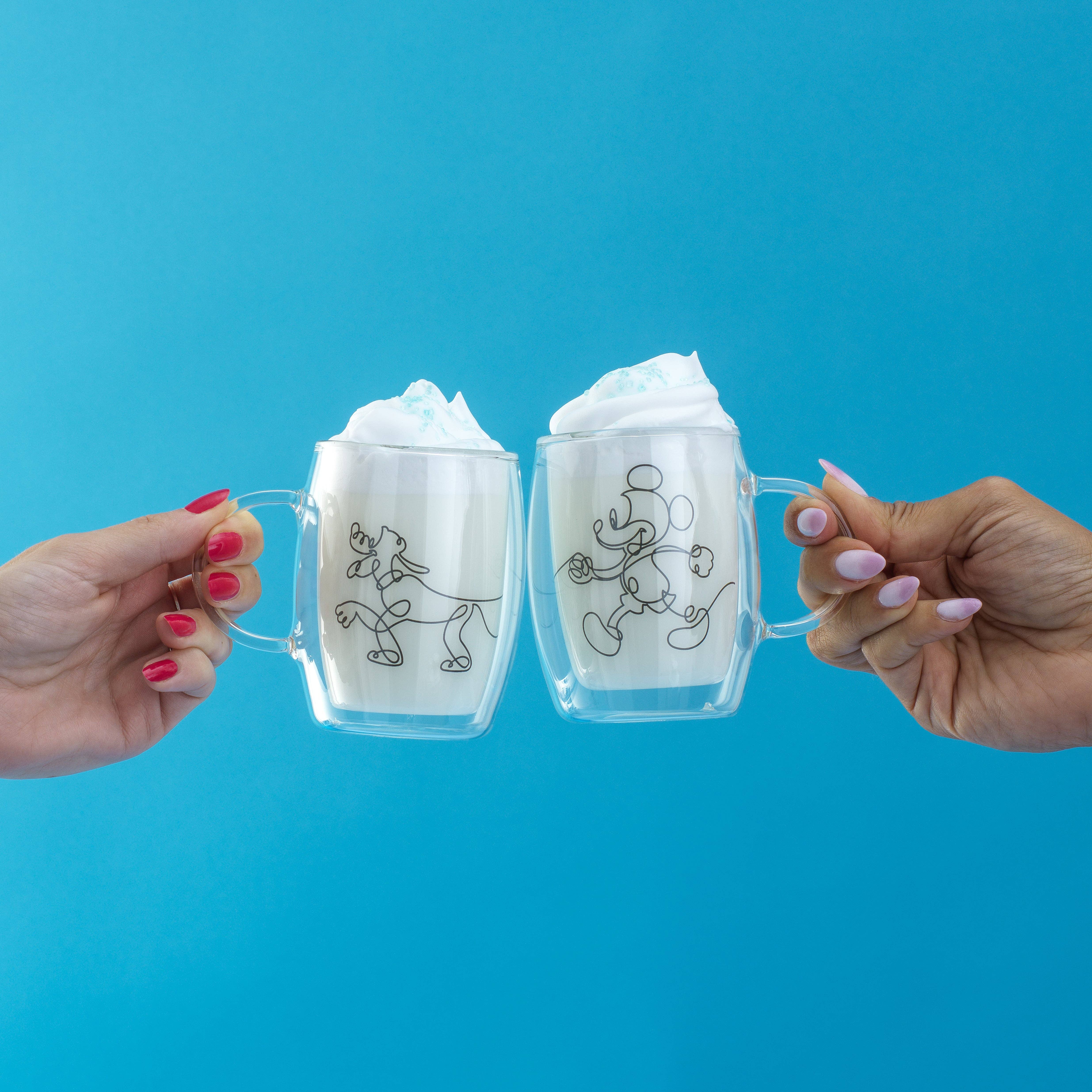 JoyJolt - Vente Tasse à café - Verres à expresso Disney Mickey et Pluto 5,4 oz - Set de 24