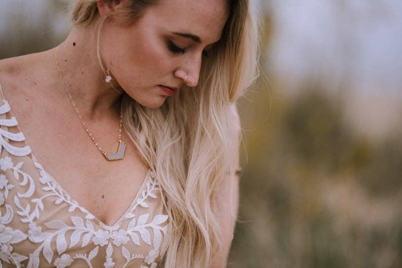 Salt and Sparkle - Wholesale Pendant/Charm Necklace - Dandelion Chevron V Necklace3