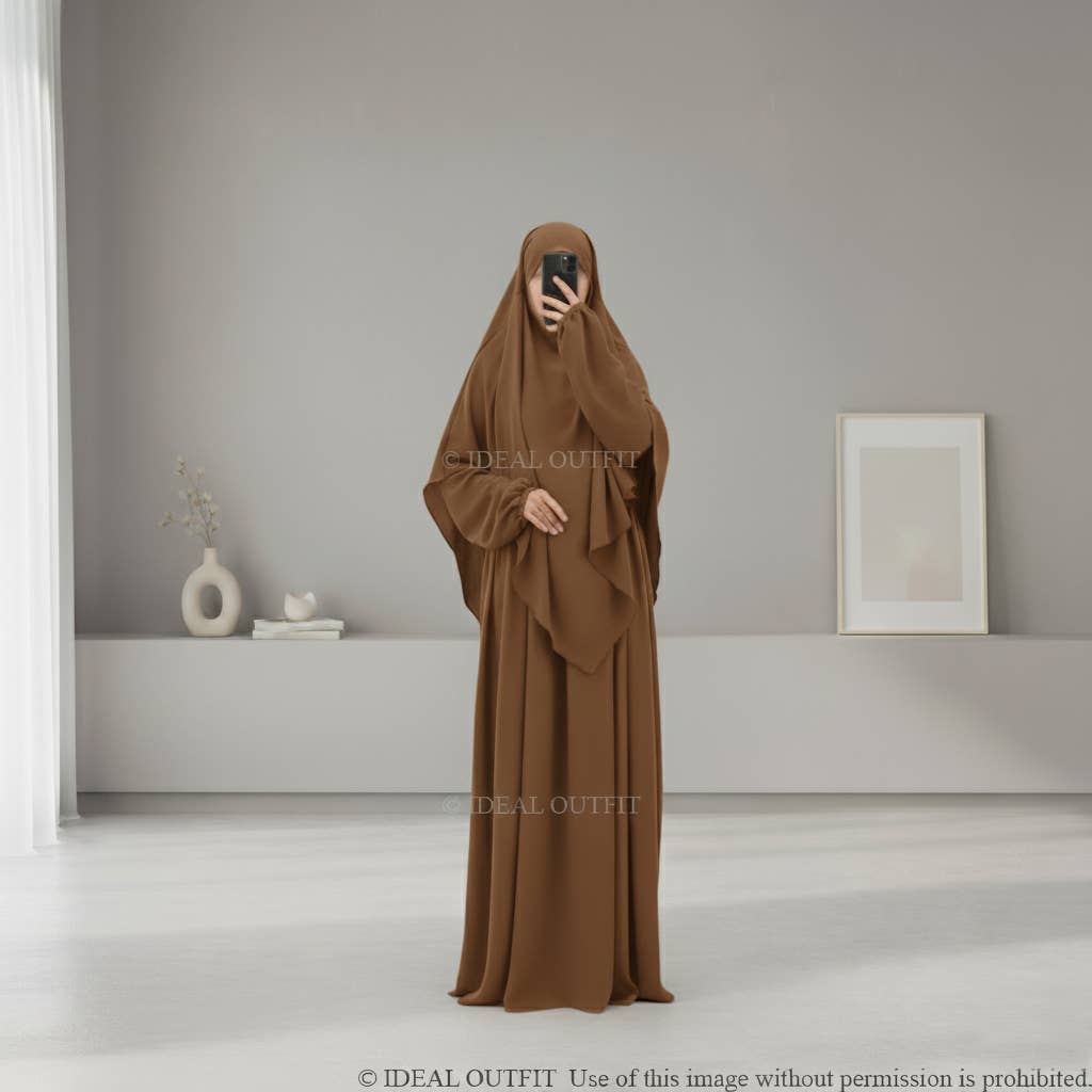 IDEAL OUTFIT - Wholesale Kaftan - Dames - 2-delige khimar en abaya set in jazzstijl ref:e2326+2501jazz4