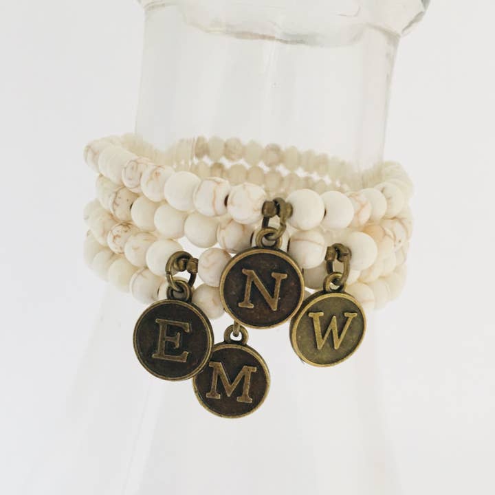 Initial Charm Stretch Bracelet for wholesale by HL Stacks