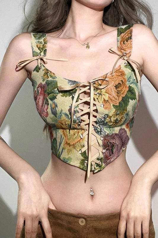 Fashion Combination - Wholesale Blouse - Women's - floral corset tank top3