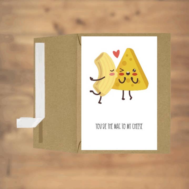 You're The Mac To My Cheese, Greeting Card, Love, Girlfriend, Boyfriend, Wife, Husband, Couple, Foodie, Blank, Valentine's Day, Anniversary for wholesale by All for Iris