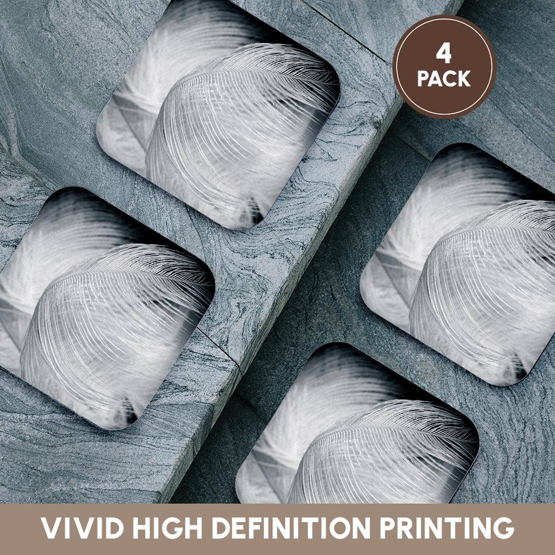 3dRose - Wholesale Coasters - 3dRose, Ostrich feathers in black and white, Coaster12