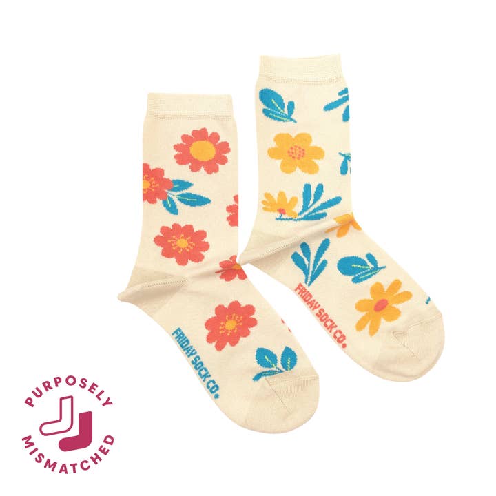 Women's Fun Flower Socks for wholesale by Friday Sock Co.