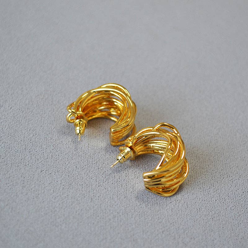 Revelari - Wholesale Hoop Earrings - Gold Swirl Hoop Earrings – Modern Design3