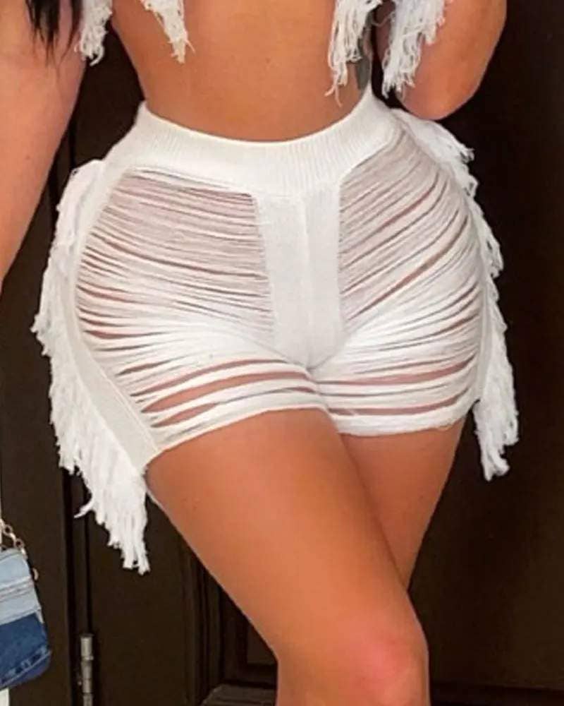 Flarix - Wholesale Loungeset - Dames - set van korte broek met haltersluiting en gescheurde bedekking11